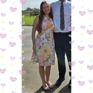 Chloe + Rene Size S Button Up Vibrant Floral Midi Dress